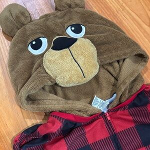 🆕 Brown Bear Hooded PJ’s with Red Plaid
